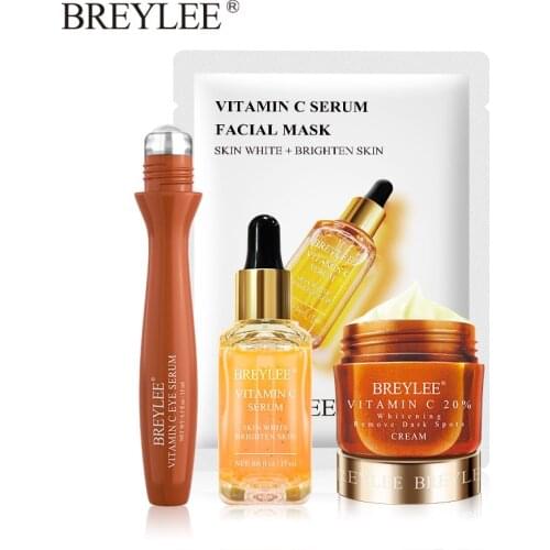 BREYLEE Vitamin C Series Whitening Face Mask Eye Cream Serum Remove Dark Circle Spots Moisturizing Skin Care Essence Ageless Set