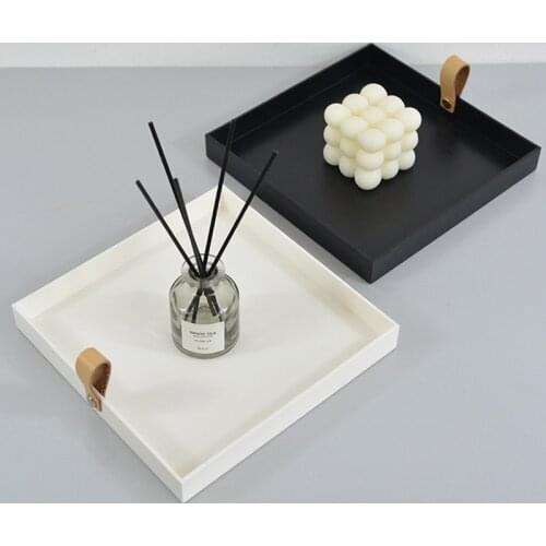 Plastic Storage Tray Jewelry Display Plate Cosmetic Organizer Dessert Fruit Snack Plate Desktop Sundries Decor with Handle