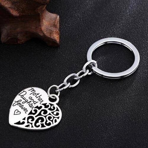 Mother and Daughter Forever Hollow Heart Key Ring Mothers Day Gift Keychain
