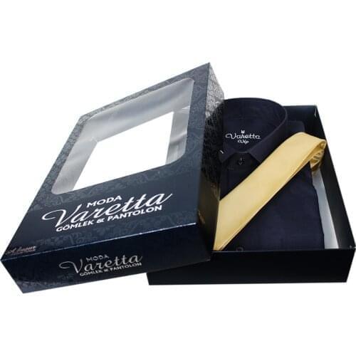 Gift for men navy blue mens shirt luxury tie set gift box for men valentine gift for men customized gift for men by Varetta