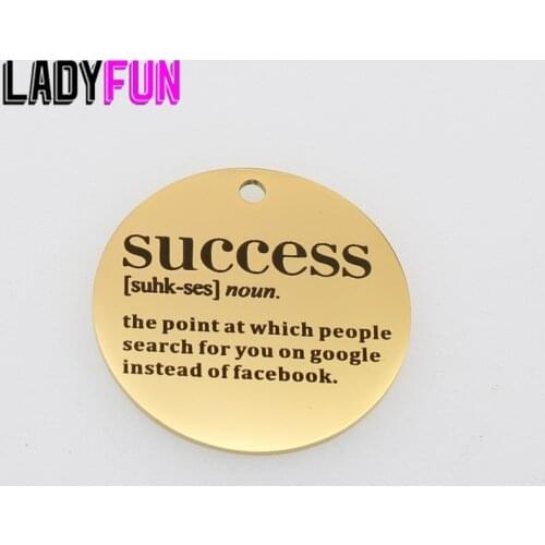 Success Gifts Charm Stainless Steel Charms Success Definition Pendant Polish Mirror Surface 30mm 10pcs