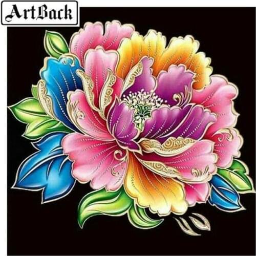 Full square 5d diy diamond painting peony flower kit 3d diamond embroidery rhinestone mosaic artwork home decor flower