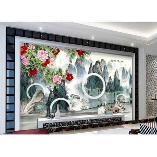 Custom photo wallpaper 3d wall murals wallpaper for walls 3 d circle flower landscape mural wall papers for living room decor