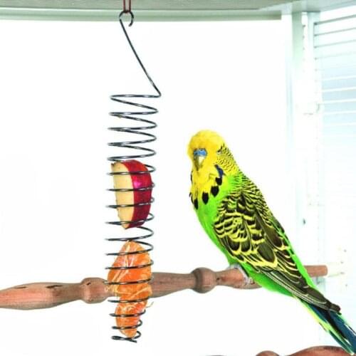 New Portable Hanging Spiral Feeder Birds Parrot Pet Food Fruit Holder Climb Play Toy Feeding Device Bird Cage Feeder Household