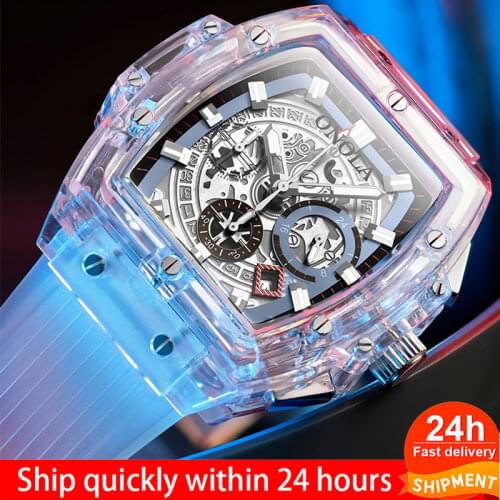Transparen Creative Sport Quartz Men Watch Brand Waterproof Unisex Clock Soft Silicone Man Wristwatch Ins Hot Sell Gift