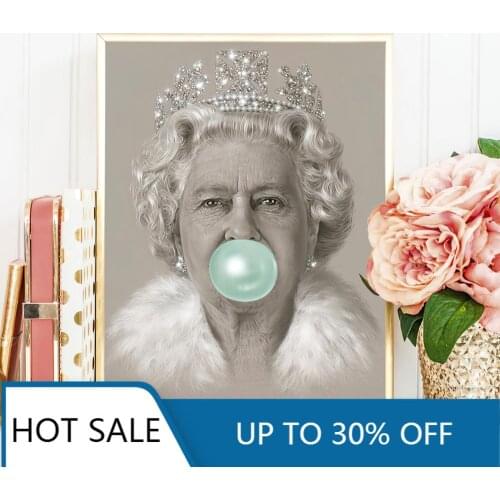 Christmas Canvas Painting Queen Wall Art Print Elizabeth II Nordic Poster Figure Pictures For Living Room Modern Home Decor