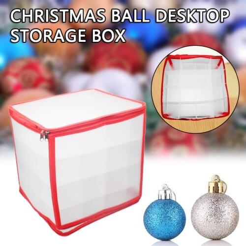 64 Grid Red PP Inner Grid Christmas Color Box With Christmas Ball Desktop Storage Box Large Capacity