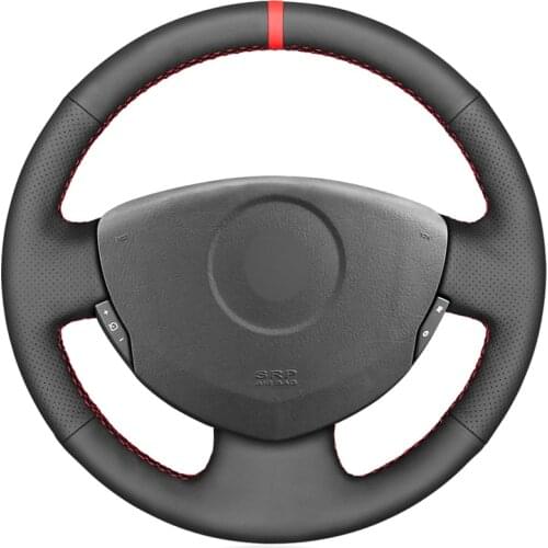 Hand-stitched Black Artificial Leather Car Steering Wheel Cover for Renault Clio 2 2001-2008 Twingo 2 2007-2014 Dacia Sandero
