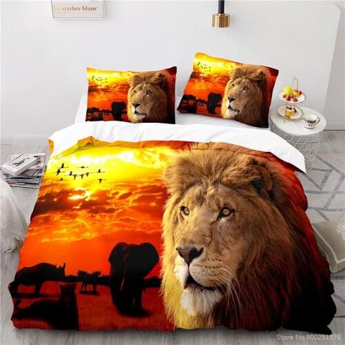 Lion Animal 3D Printed Bedding Set Twin Full Queen King Size Duvet Cover Set Soft Comforter Cover Set Home Textile Bedclothes