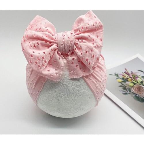 2021 Cute Bow Baby Hat Soft Cotton Baby Girl Hat Turban Infant Toddler Newborn Baby Cap Mesh Headwraps Kids Beanie Headband