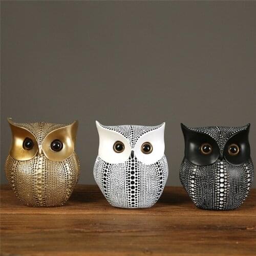 Nordic Resin Whtie Black Owl Statues For Home Decoration Living Room Sculpture Modern Art Statuette Figurines Interior Decor