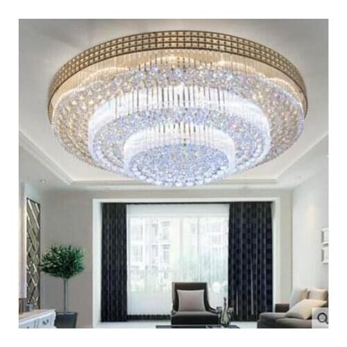 Modern minimalist LED round crystal ceiling lamp atmospheric hotel living room lights restaurant bedroom lighting lamps fixture