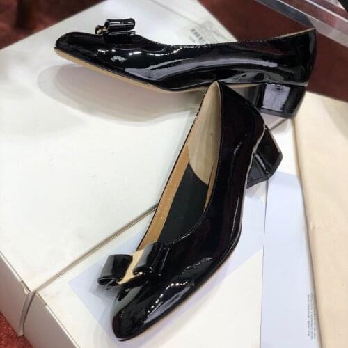 Fashion Design Comfortable Womens Shoes Classical Patent Leather Breathable Genuine Sheepkin Pumps High Heel 3CM db015