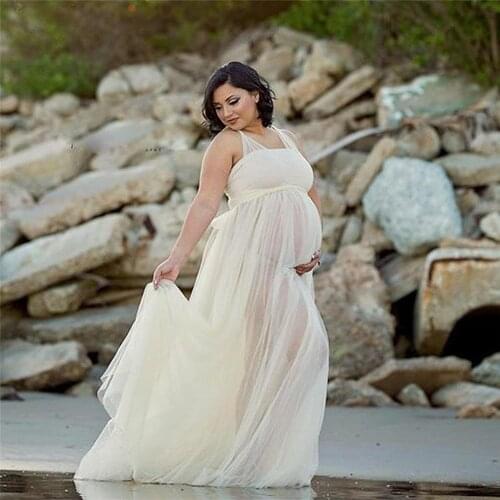 Tulle Sexy Maternity Dresses Photography Props Long Fancy Pregnancy Dress Mesh Pregnant Women Maxi Gown Clothes For Photo Shoots