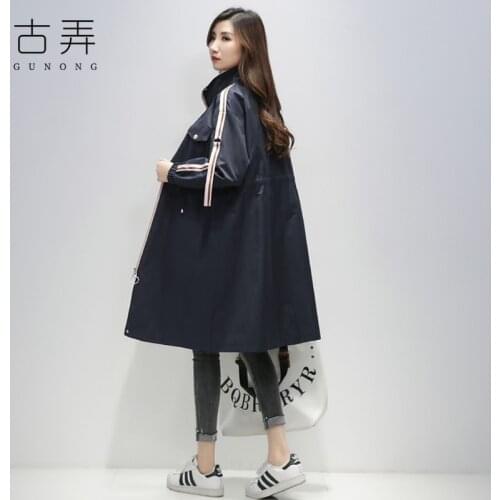 Windbreaker Womens Middle Long British Style 2021 Spring New Korean Loose Casual Waist Thin Overcoat