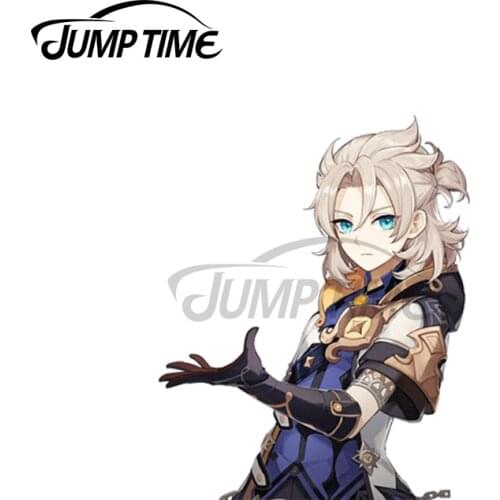 Jump Time 13 x 6.5cm For Albedo Peeker Genshin Impact Windows Decal Vinyl Car Stickers Personality Sticker Laptop for VAN JDM RV