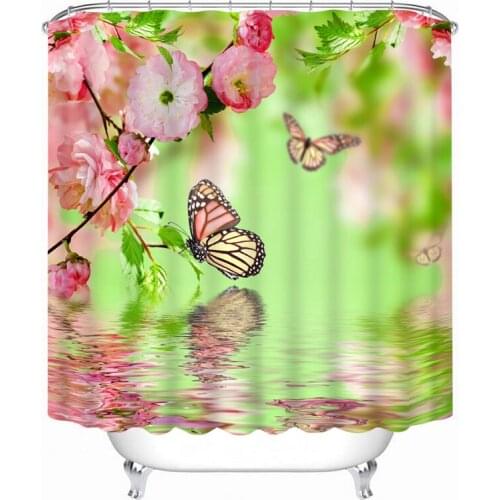New 3D Shower Curtains Cartoon Colored Butterfly Pattern Bathroom Curtain Waterproof Washable Bath Curtain Bathroom Products