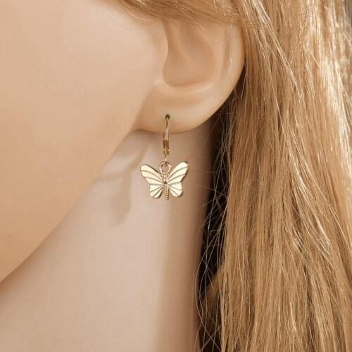 Women Butterfly Hoop Earrings Fashion Drop Pendant Earrings Piercing Earrings Butterfly Pendant Earrings Bohemia Jewelry