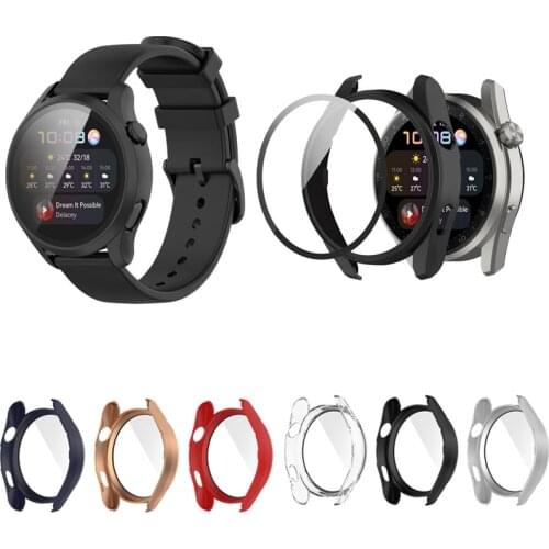 Hard Edge Shell Full Glass Screen Protector Case Frame For Huawei Watch 3/3 Pro 48/46mm Smartwatch 3pro Protective Bumper Cover