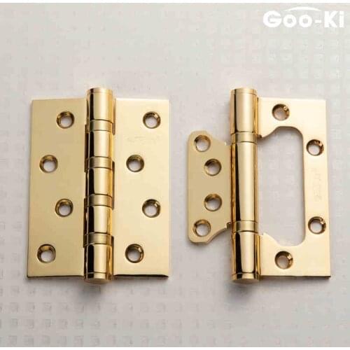 1 Pcs 4-inch Fine Copper Child-mother Hinges Drawing Gold Door Furniture Small Hinge For Decoration Furniture Hardware