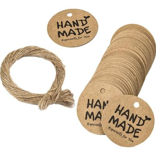 100x Handmade Kraft Paper Tags Wedding Party Favor Xmas Labels