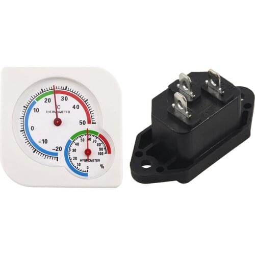 1x WS-A7 Mini Wet Hygrometer Humidity Thermometer Temperature Meter & 2x 3 Pins IEC320 C14 Inlet Power Plug Socket