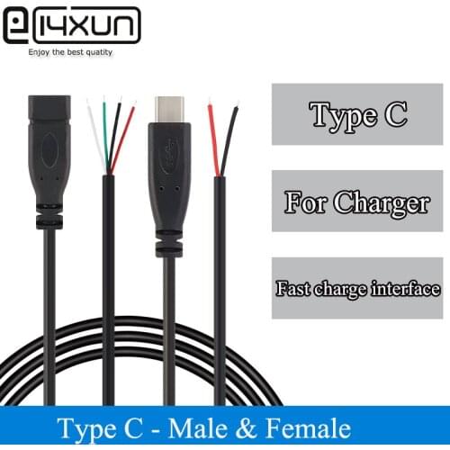 2pin 4pin wire USB 2.0 Type C Male female Plug extension Welding Type USB-C DIY Repair Cable Charger Connector for Huawei Xiaomi