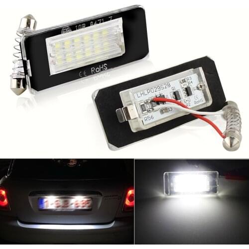 2PCS White 18SMD Car LED License Plate Light Lamp Beads for Mini Cooper R56 R57 R58 R59 Car Light Source Error Free 3w