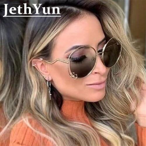 Trendy Oversized Round Sunglasses Women Full Metal Double Circle Wire Frame Sun Glasses For Men Shades Luxury