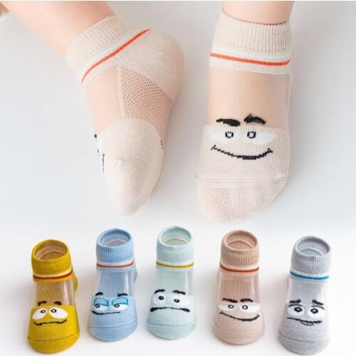5 pairs/batch childrens socks summer cotton glass wool cartoon baby socks mesh breathable childrens socks 0-12 years old