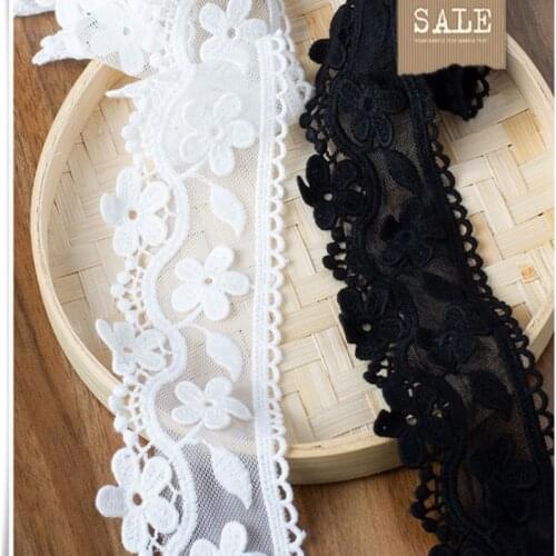 Hot sale 6 scenes of high quality black &; white perspective fence flower lace embroidery