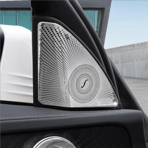 Accessories Door Audio Speaker sequins Decorative Cover Trim Car sticker for Mercedes Benz C Class c180 c200 W205 Car-styling
