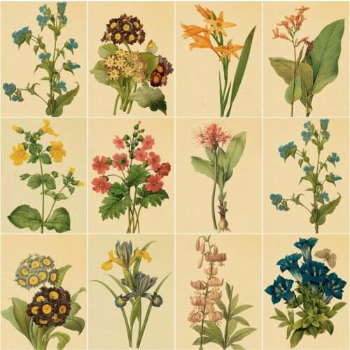 Diy 5D Diamond Embroidery Mosaic Vintage Flower Plants Paintings Full Rhinestone Retro Botany Pictures Wall Art Home Decoration