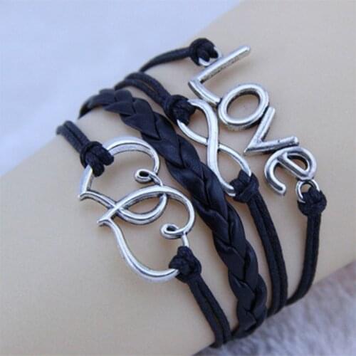Infinity Love Double Heart Bracelet for Women & Men Friendship Charm Bracelets Wrap Multi-layer Bracelets Fashion Jewelry