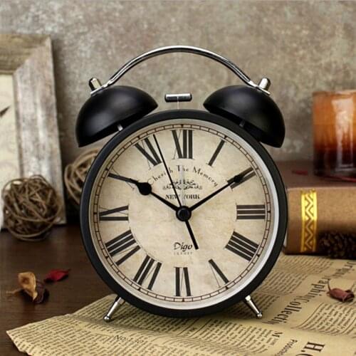 Nordic 4 inch Silent Vintage Alarm Clock Watch Table Bedside Quartz Alarm Clock with Night light Retro Alarm Clocks Home Decors