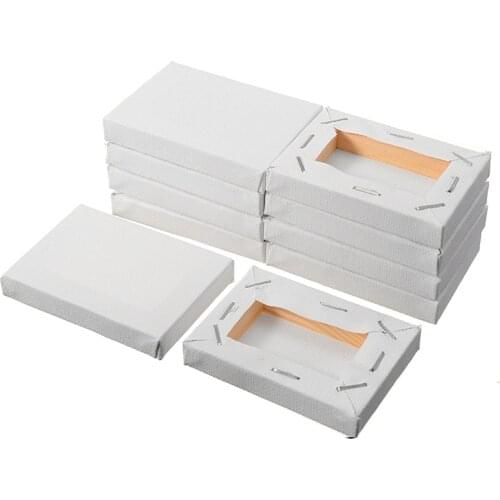 10pcs 5*7cm White Mini Stretched Art Board Cotton Wood Frame Artists Canvas Small Art Board Acrylic Oil Paint Party Decor