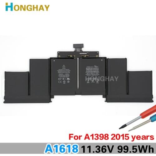 Honghay A1618 Laptop Battery for Apple or Macbook Pro 15" A1398 Retina 2015 020-00079 11.36V 99.5Wh 8755mAh new
