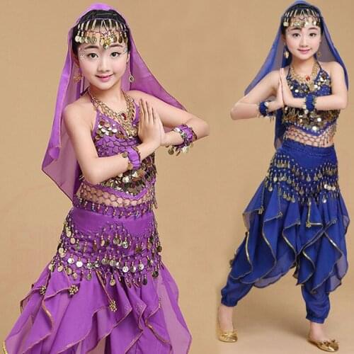 Girl Belly Dance Costumes Suit Belly Dancing Clothes Children Oriental Modern Dancing Stage Show Wear Child India Dance Clothing