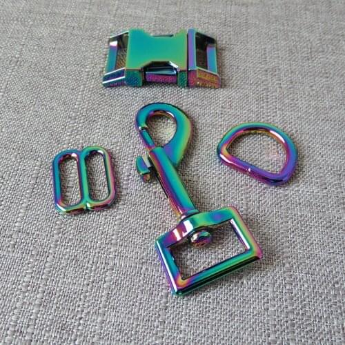 10Sets 20mm Webbing Metal Straps Slider D Ring Release Belt Buckle Snap Hook Lobster Clasp For Pet Dog Collar Leash Accessories