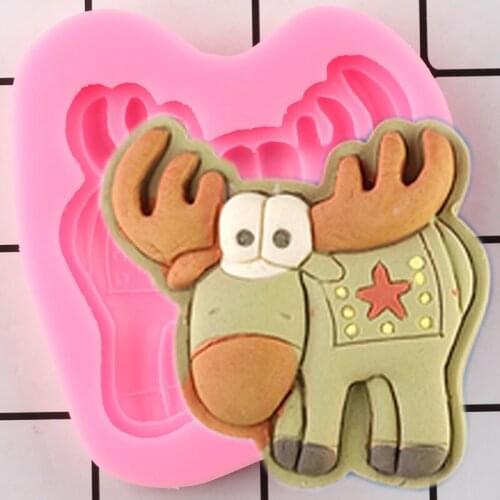 Cartoon Deer Silicone Molds Christmas Cupcake Topper Fondant Cake Decorating Tools Cookie Baking Candy Chocolate Gumpaste Moulds