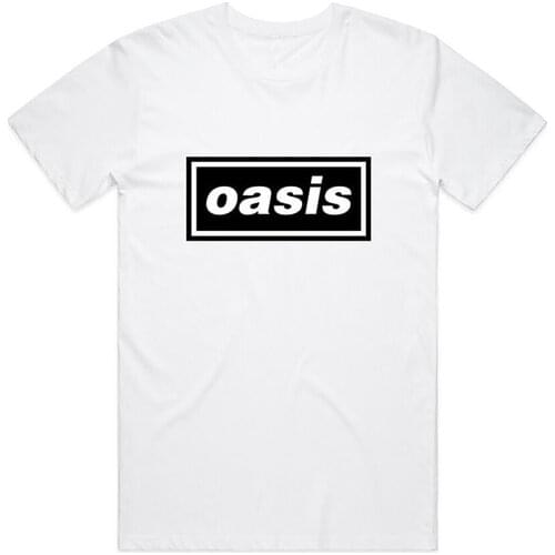 White Oasis Logo Liam Noel Gallagher Official Tee T-Shirt Mens