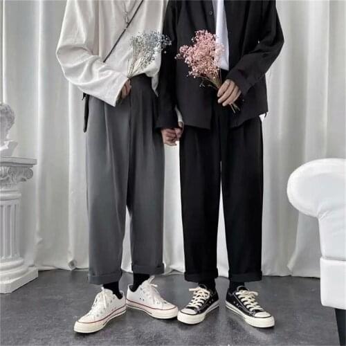 2021 Mens Streetwear Wide Leg Pants Male Vintage Casua Joggers Pants Men Harajuku Korean Fashions Harem Pants