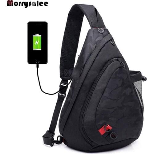 Chest Bag for Men Waterproof Nylon Crossbody bags Male Messenger Bag Casual Travel Handbags Shoulder Bags Large Capacity USB