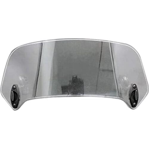 NEW-Motorcycle Universal Windshield Extension Spoiler Windsn Deflector with Adjustable Clip Grey