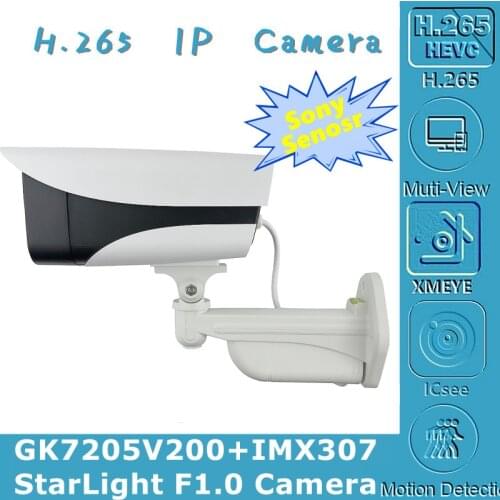 F1.0 Lens Sony IMX307+3516EV200 IP Camera Outdoor 3MP H.265 IP66 All Color StarLight Low illumination Onvif CMS XMEYE RTSP