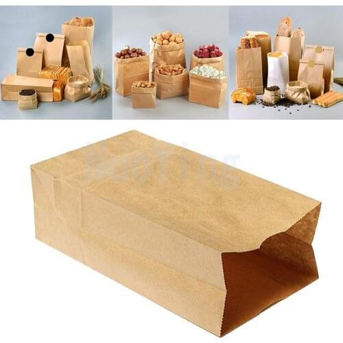 50/100Pcs 12 Size Brown Kraft Paper Bags Cookie Bread Baking Packag Gift Bags Packing Biscuits Food Takeout Eco-friendly Bag