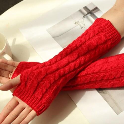 Outdoor Half Finger Gloves Women Men Stylish Hand Winter Warm Knitting Arm Gloves Soft Warm Mittens New Fashion Fingerless Glove