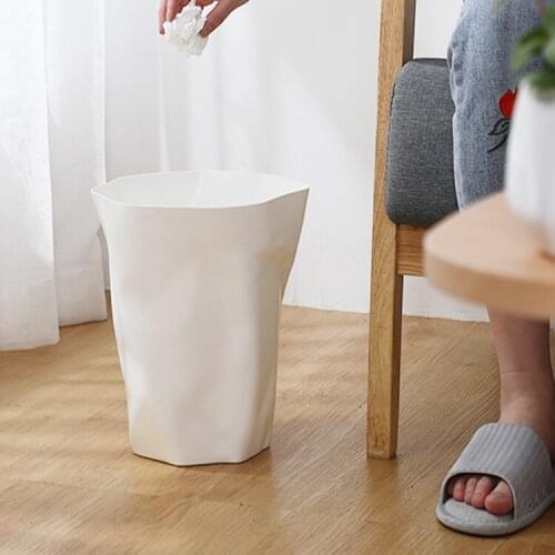Plastic White Trash Can Bedroom Kitchen Creative Round Bucket Toilet Waste Bin Office Kosz Na Smieci Household Products DF50LJ