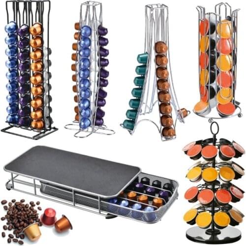24/36/40pcs Metal Black Capsule Coffee Holder Stand Pod Detachable Holder Organizer Coffee Capsule Storage Rack Shelf Coffeeware