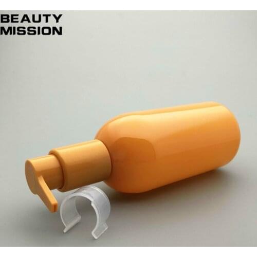 BEAUTY MISSION 20pcs/lot Orange 300ML Empty Soap Shampoo Lotion Plastic Pressed Pump Bottle Shower Gel Refillable Container